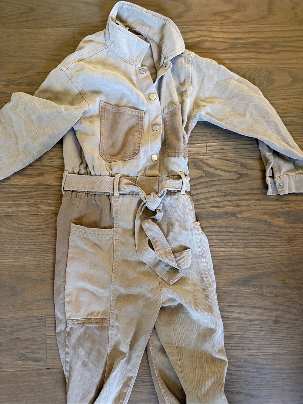 Zara Neutral-Tan Kids Utility Jumpsuit
